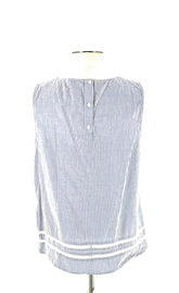 Womens Size Large Banana Republic Tank Striped With Buttons Opening Up Back - TheRealThreads